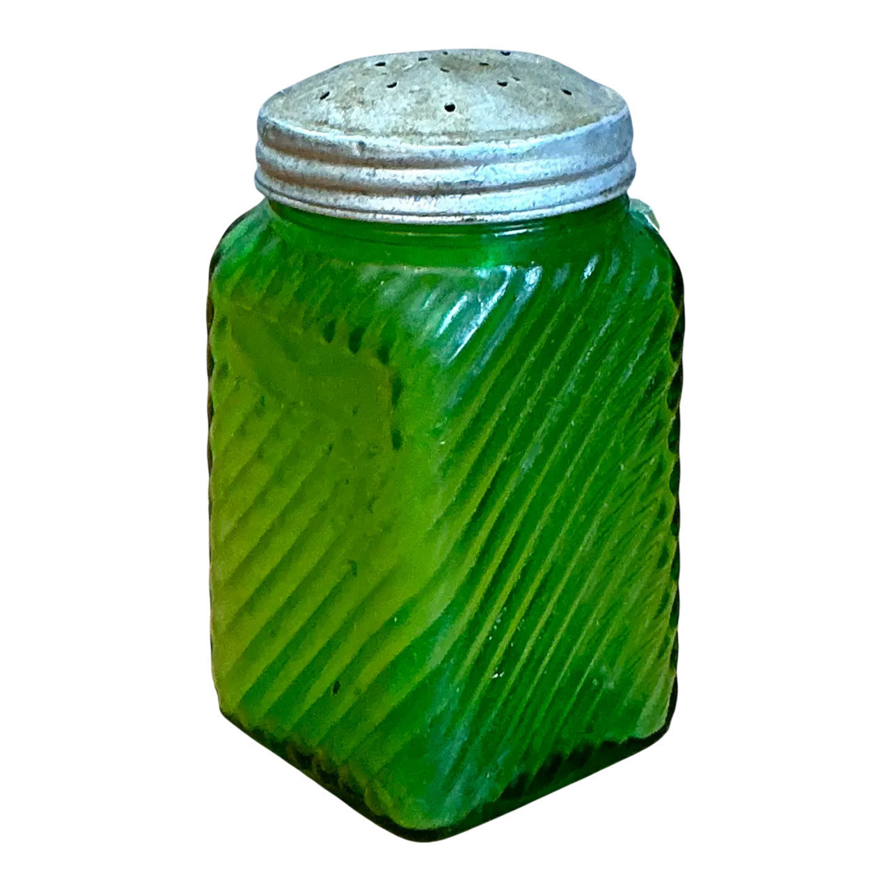 Vintage Textured Green Glass Shaker