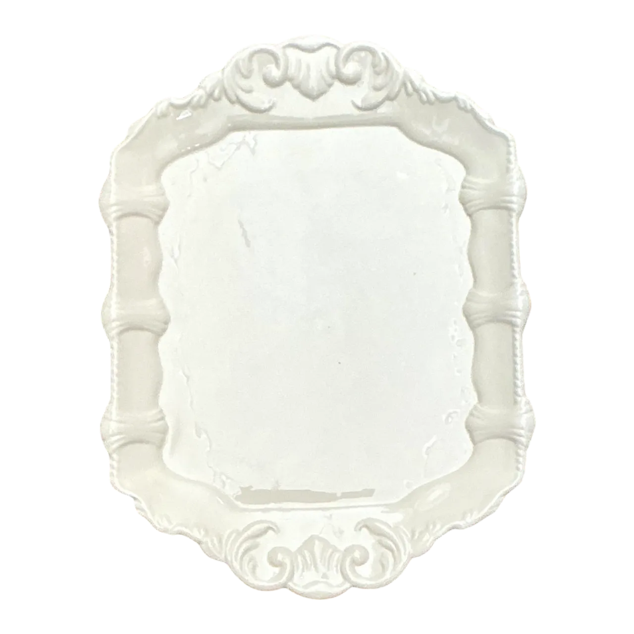 Vintage White Embossed Ceramic Platter