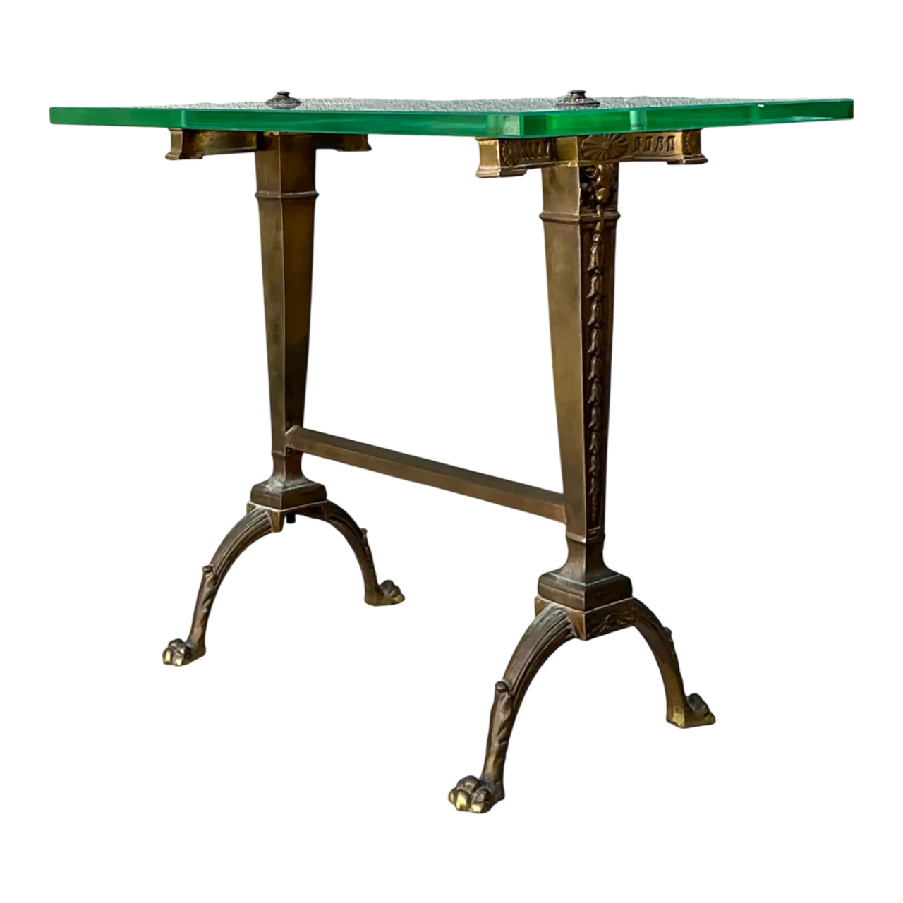 Vintage Deco Bronze and Glass Side Table