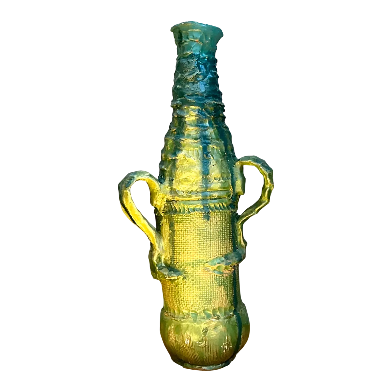 Vintage Abstract Glazed Cutout Ceramic Vase