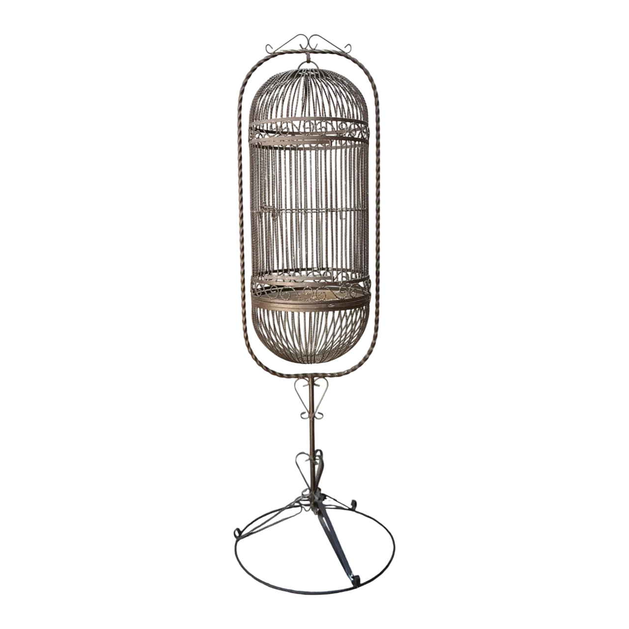Vintage Ornate Metal Birdcage On Stand