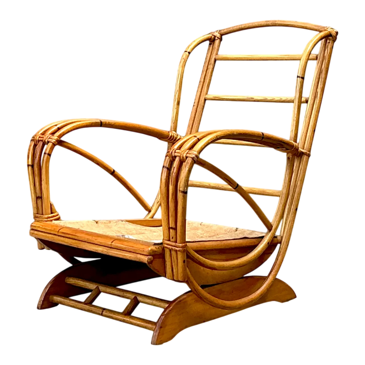 Vintage Heywood Wakefield Rattan Springer Lounge Chair