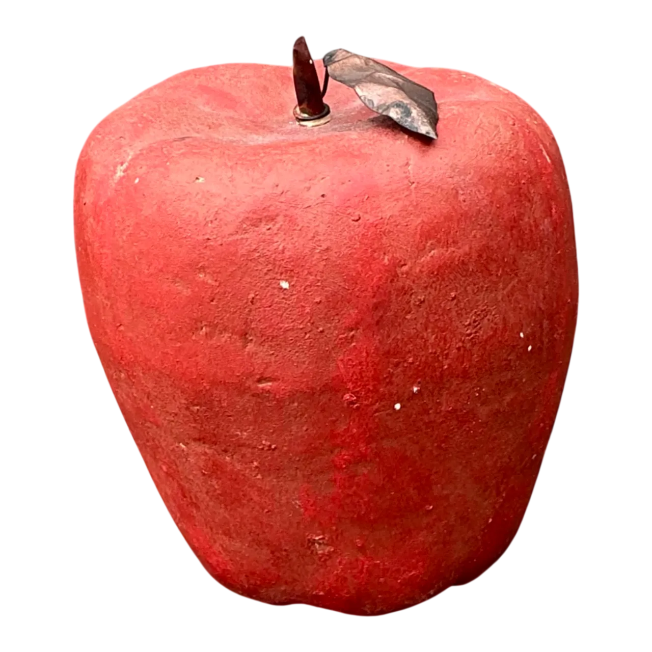 Vintage Monumental Red Painted Plaster Apple