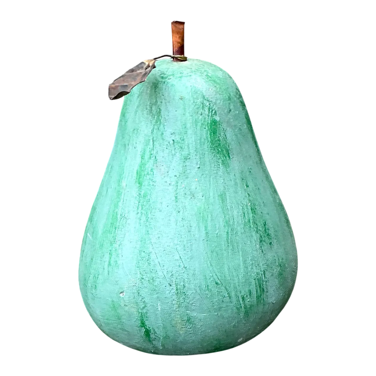 Vintage Green Painted Plaster Pear