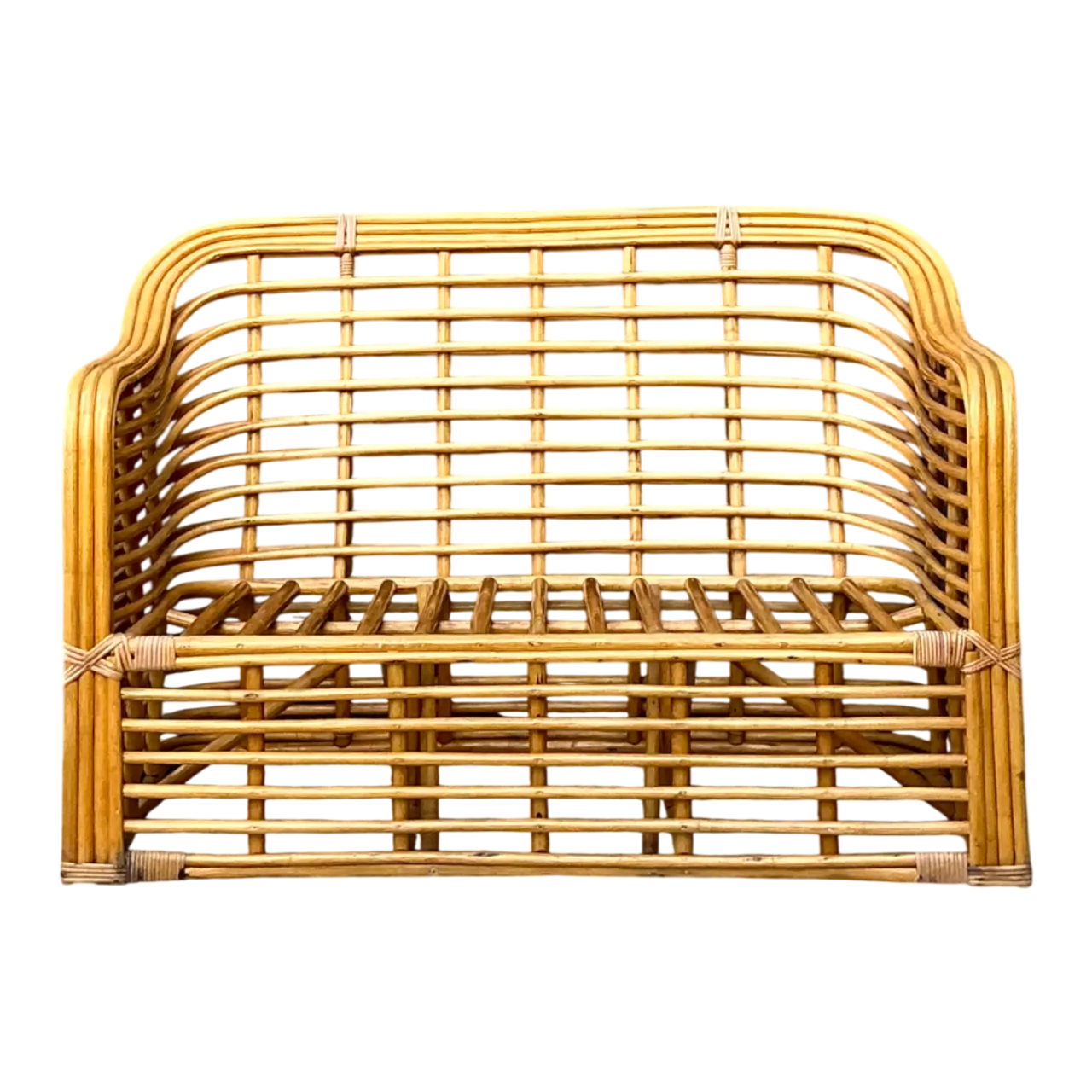 Vintage Stacked Rattan Loveseat