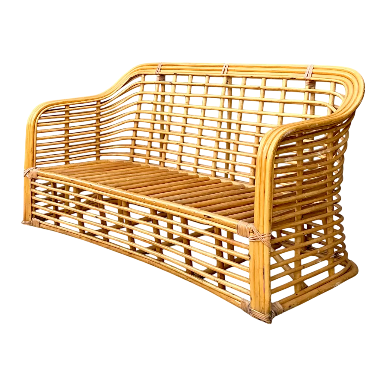 Vintage Stacked Rattan Sofa