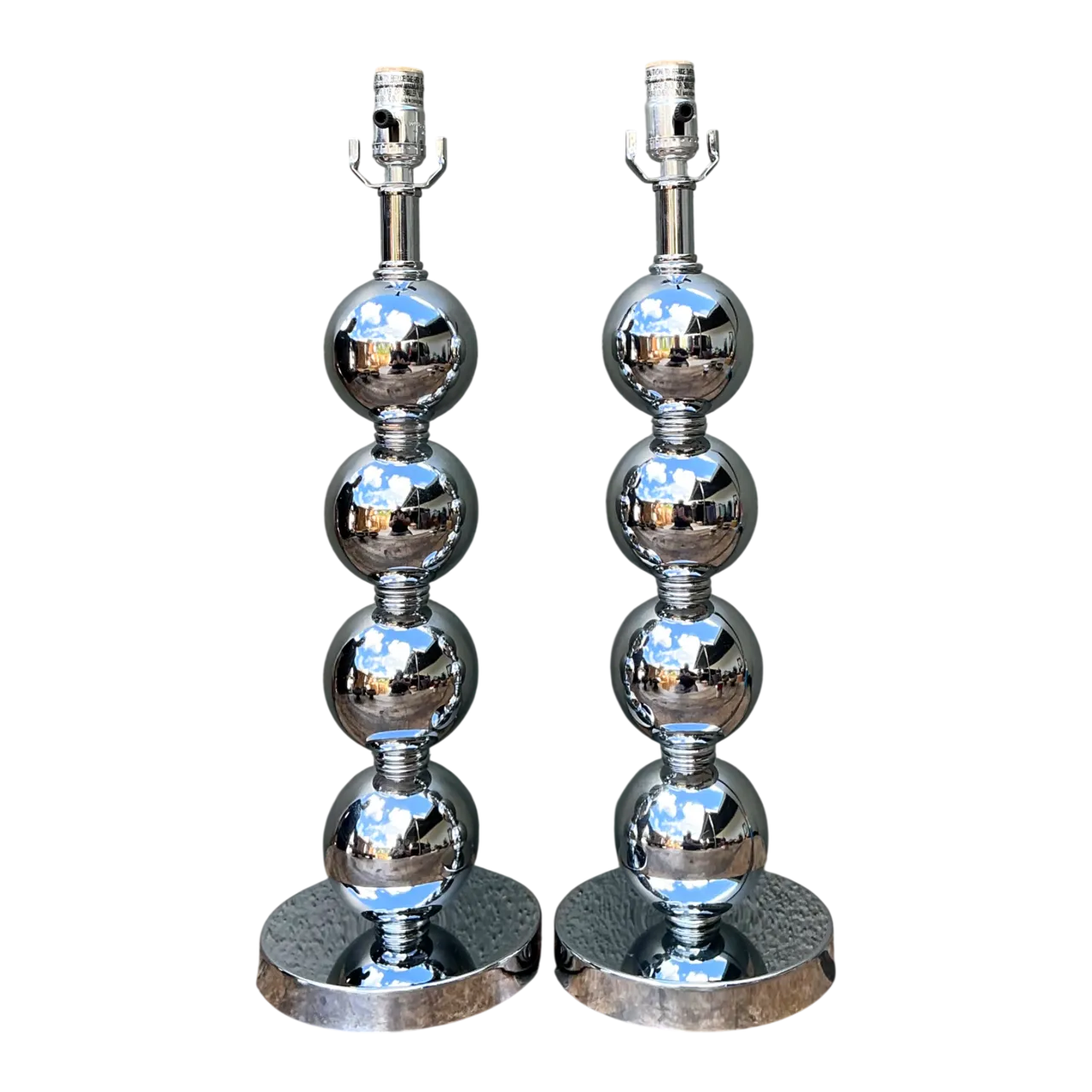 Vintage After Kovacs Stacked Chrome Sphere Lamps