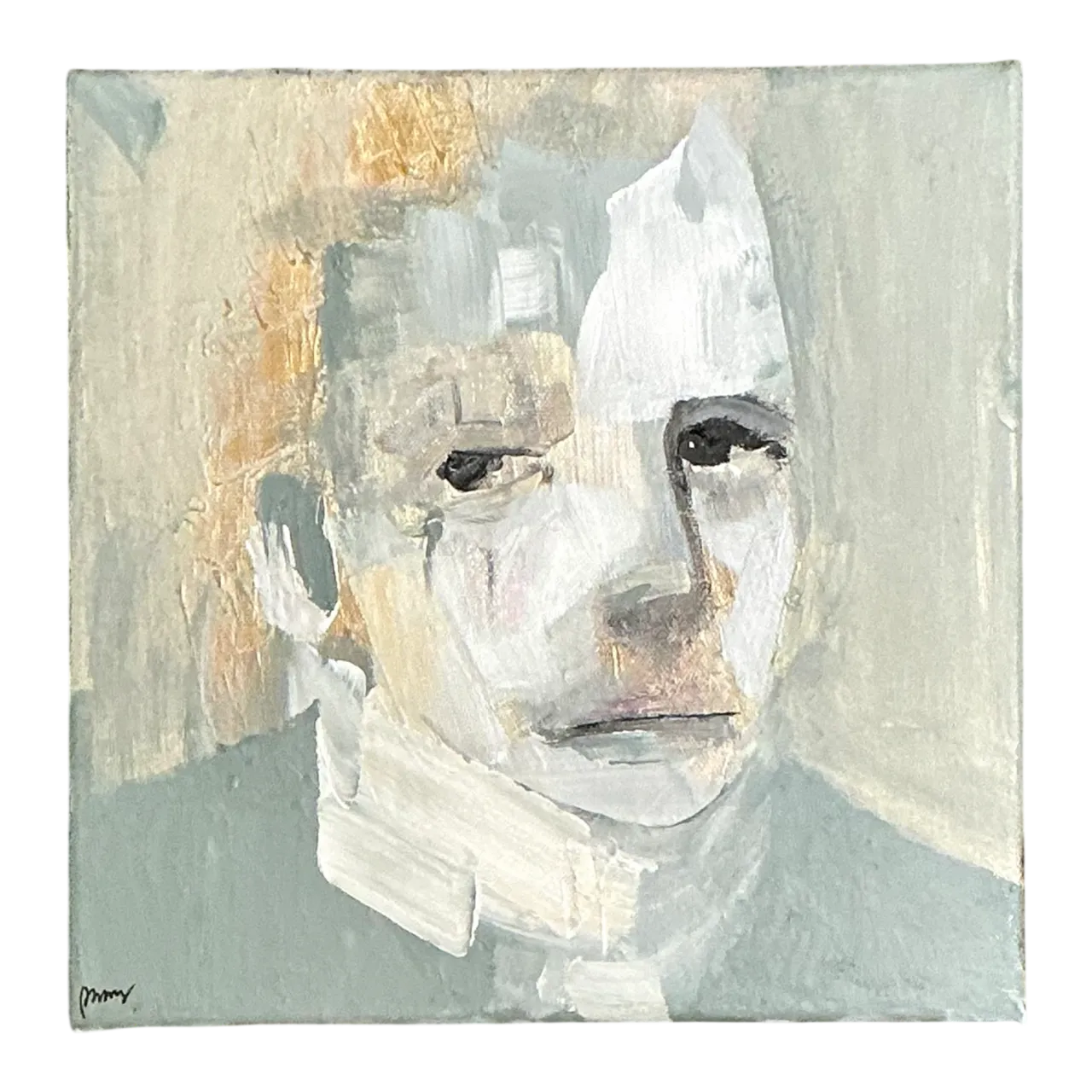 Vintage Abstract Expressionist Portrait Oil on Canvas