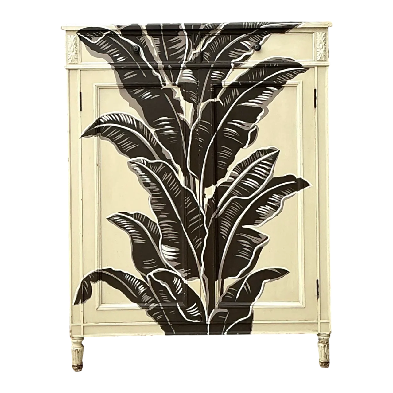 Vintage Banana Leaf Hand Painted Cabinet