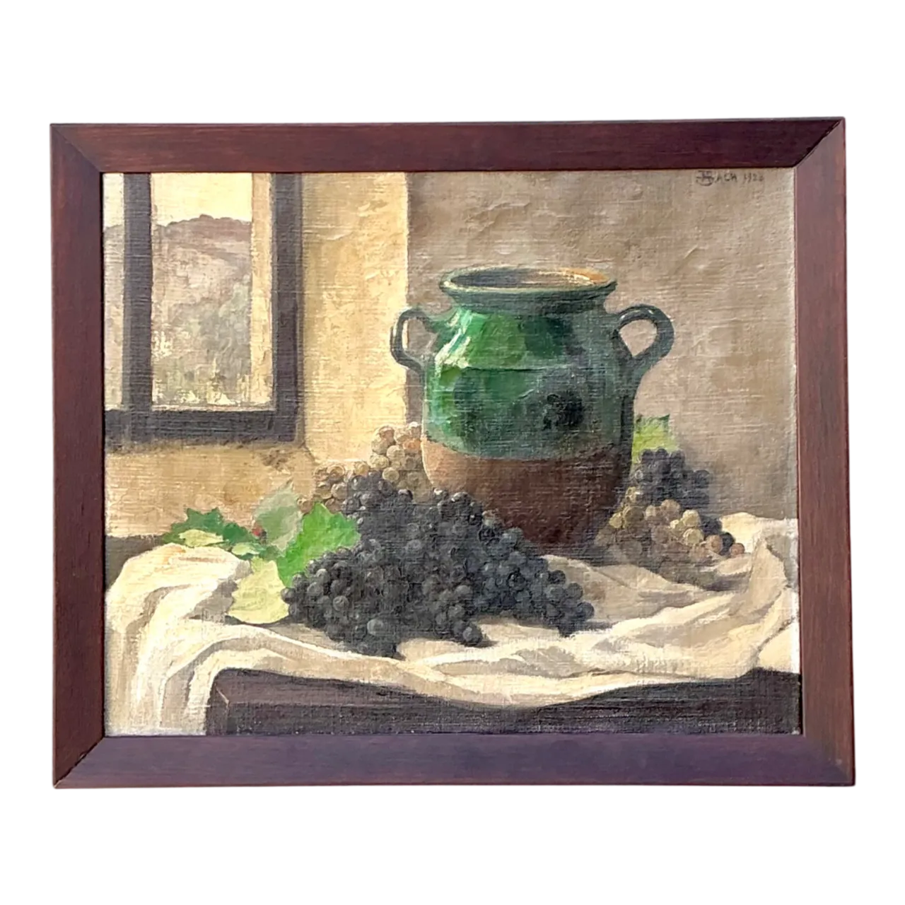 Vintage 1928 Still Life with Green Jug Painting