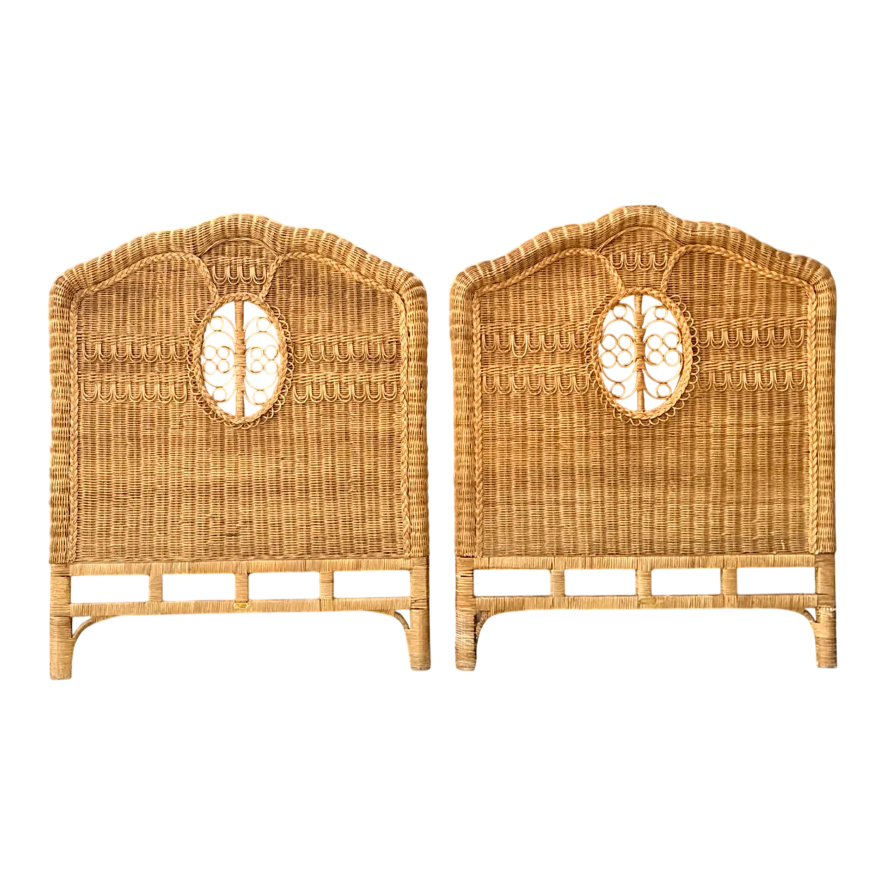 Vintage Ralph Lauren Rattan Twin Headboards - A Pair