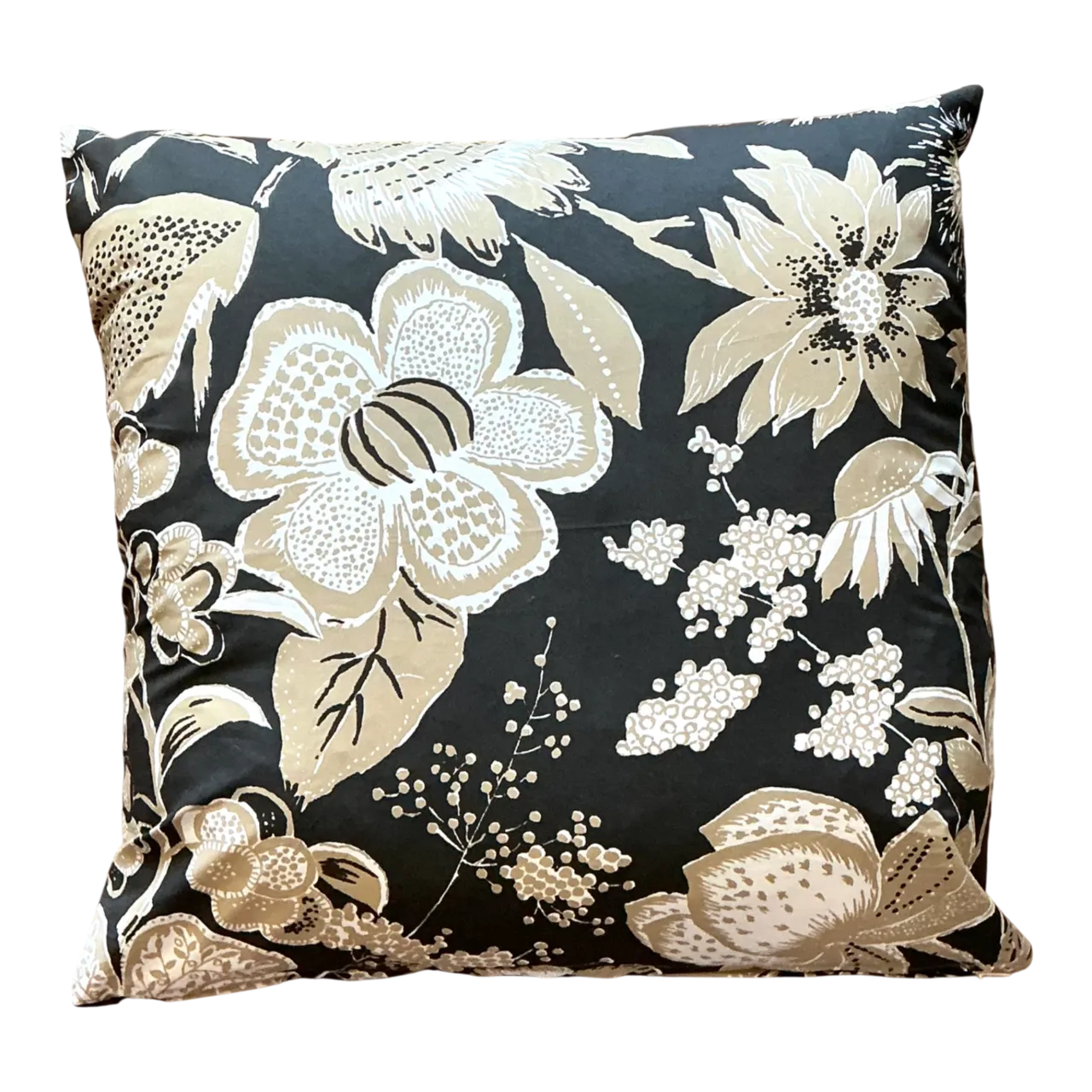 Vintage Schumacher Printed Cotton Floral Cushion