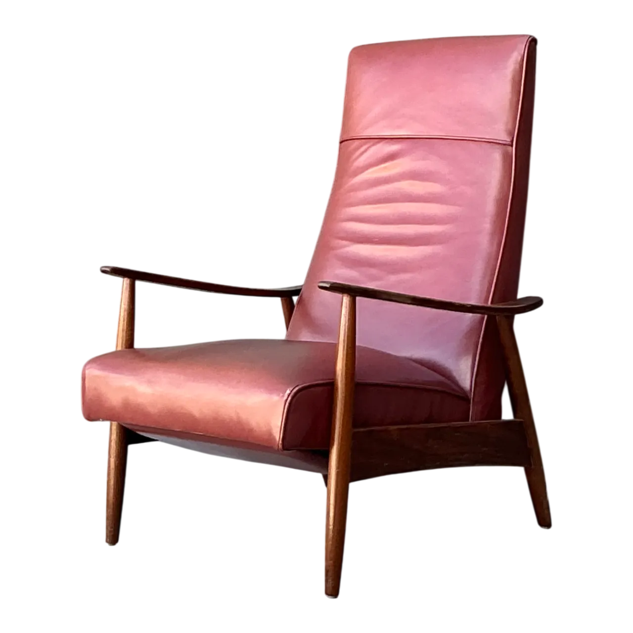 Vintage Milo Baughman for Thayer Coggin Leather Reclining Lounge Chair