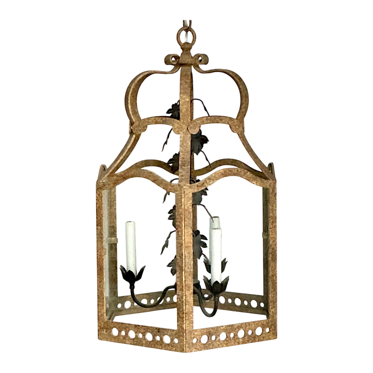 Vintage Iron and Glass Ivy Lantern