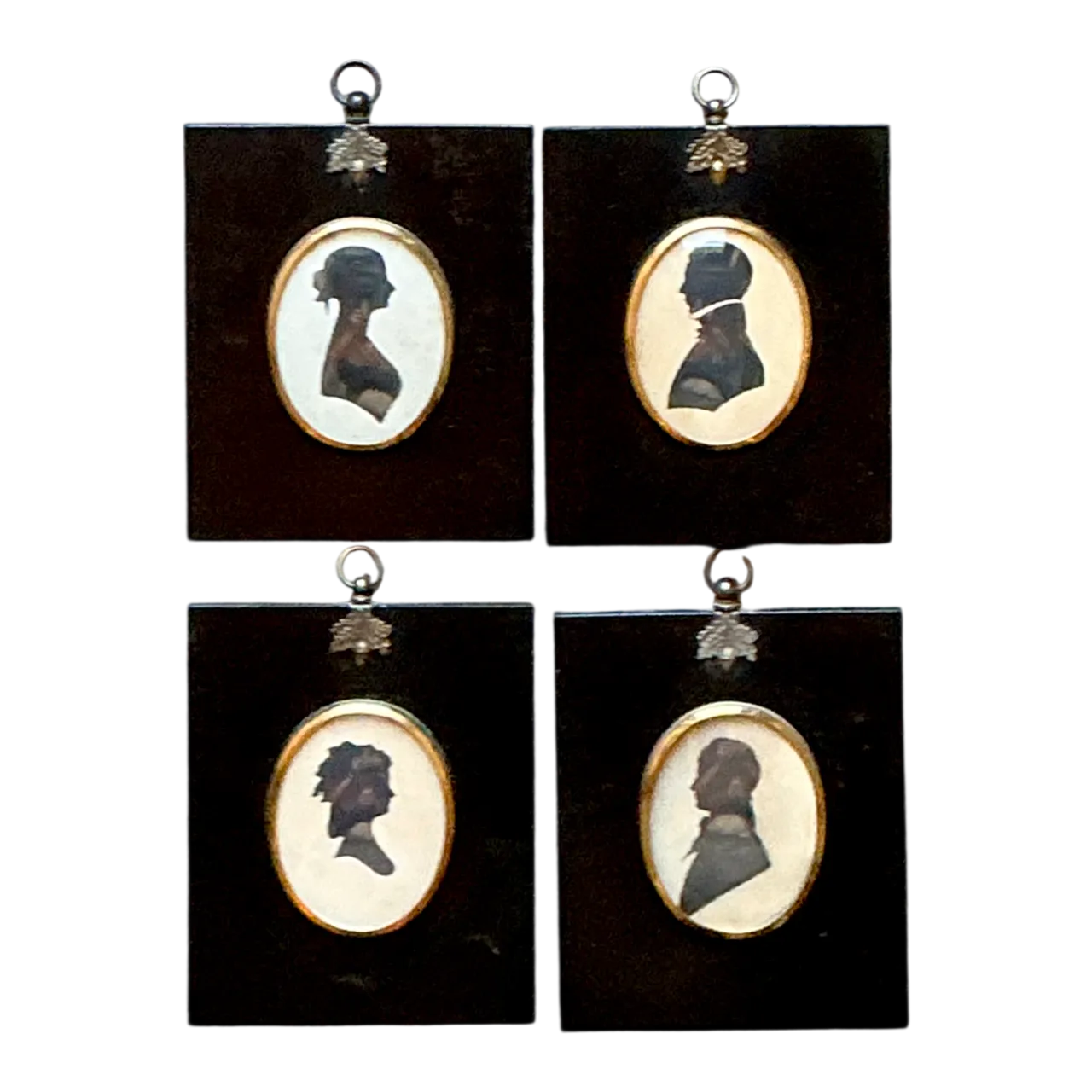 Vintage Silhouette Portraits in Black Frames - Set Of 4