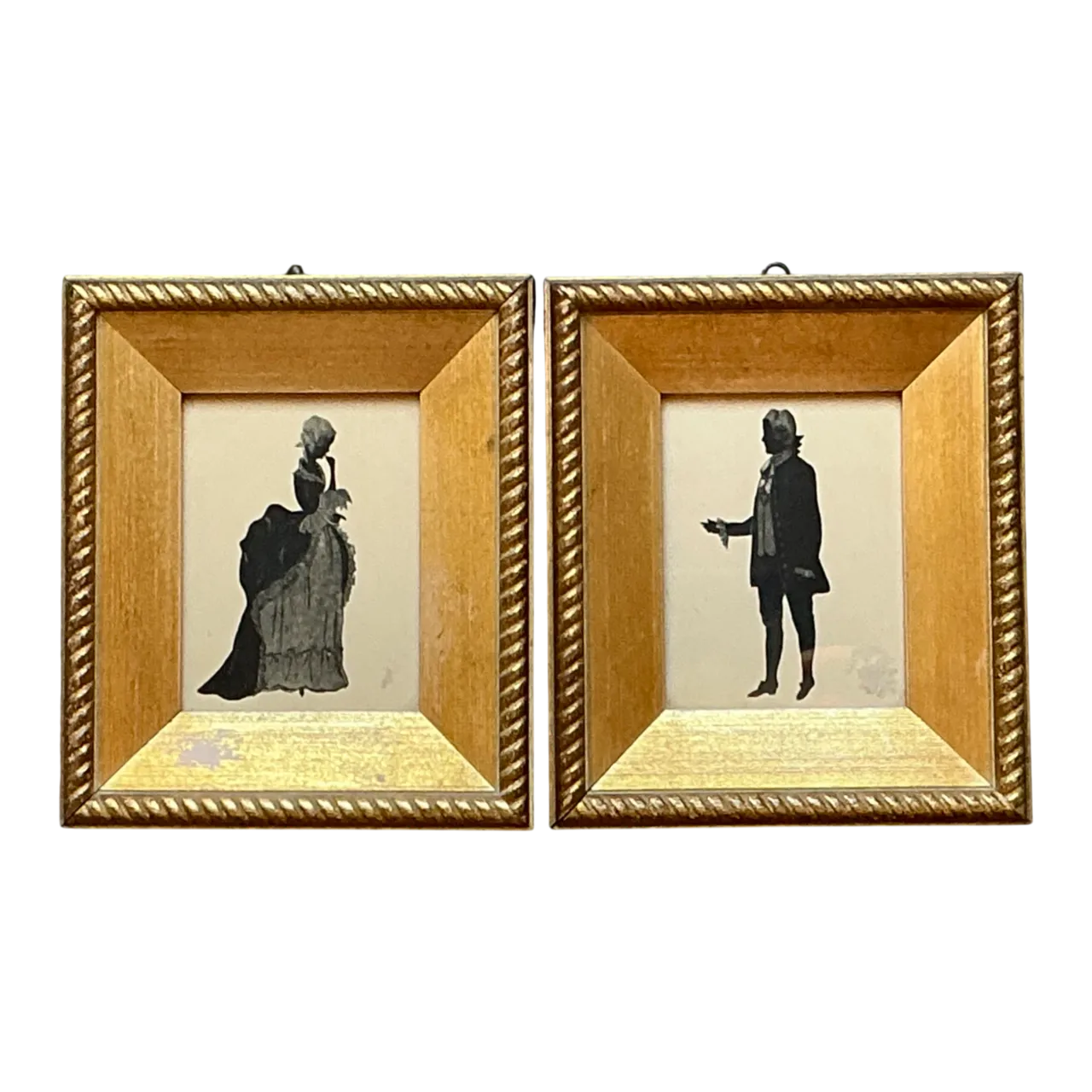 Vintage Silhouette Portraits in Gold Frames - Pair