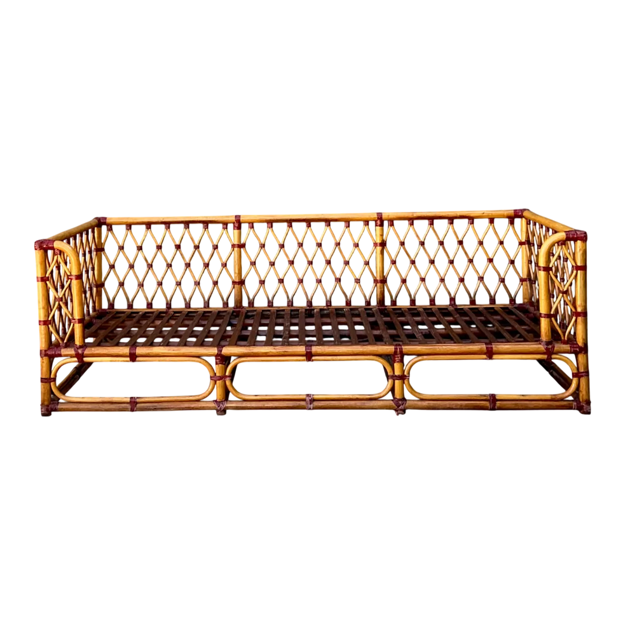 Vintage Trellis Rattan Sofa