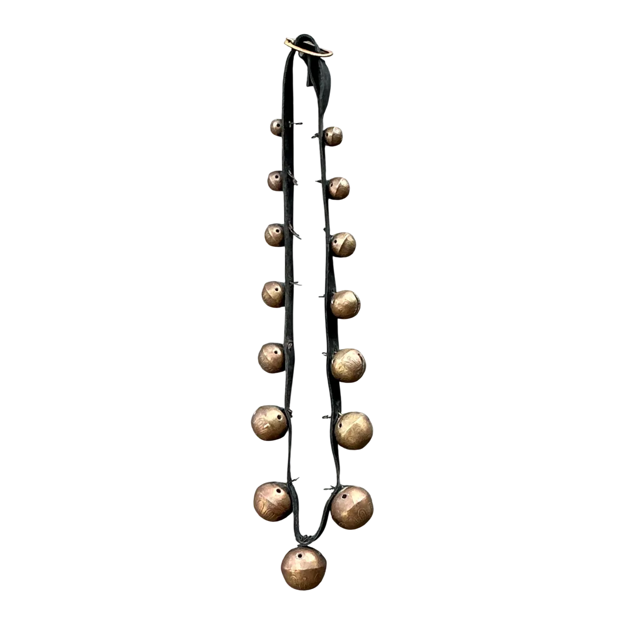 Vintage Brass Sleigh Bells on Leather Strap