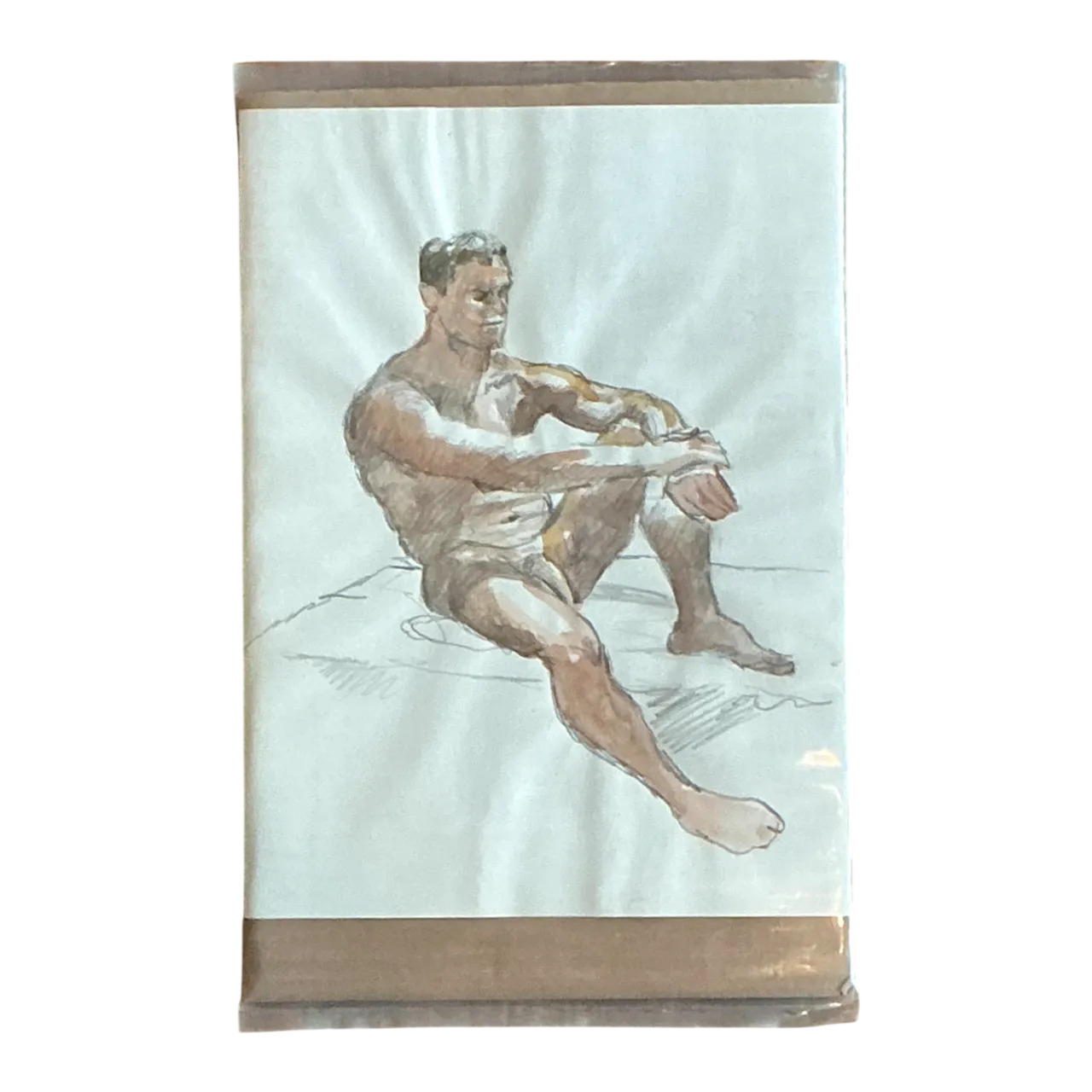 Vintage Seated Male Nude Sketch