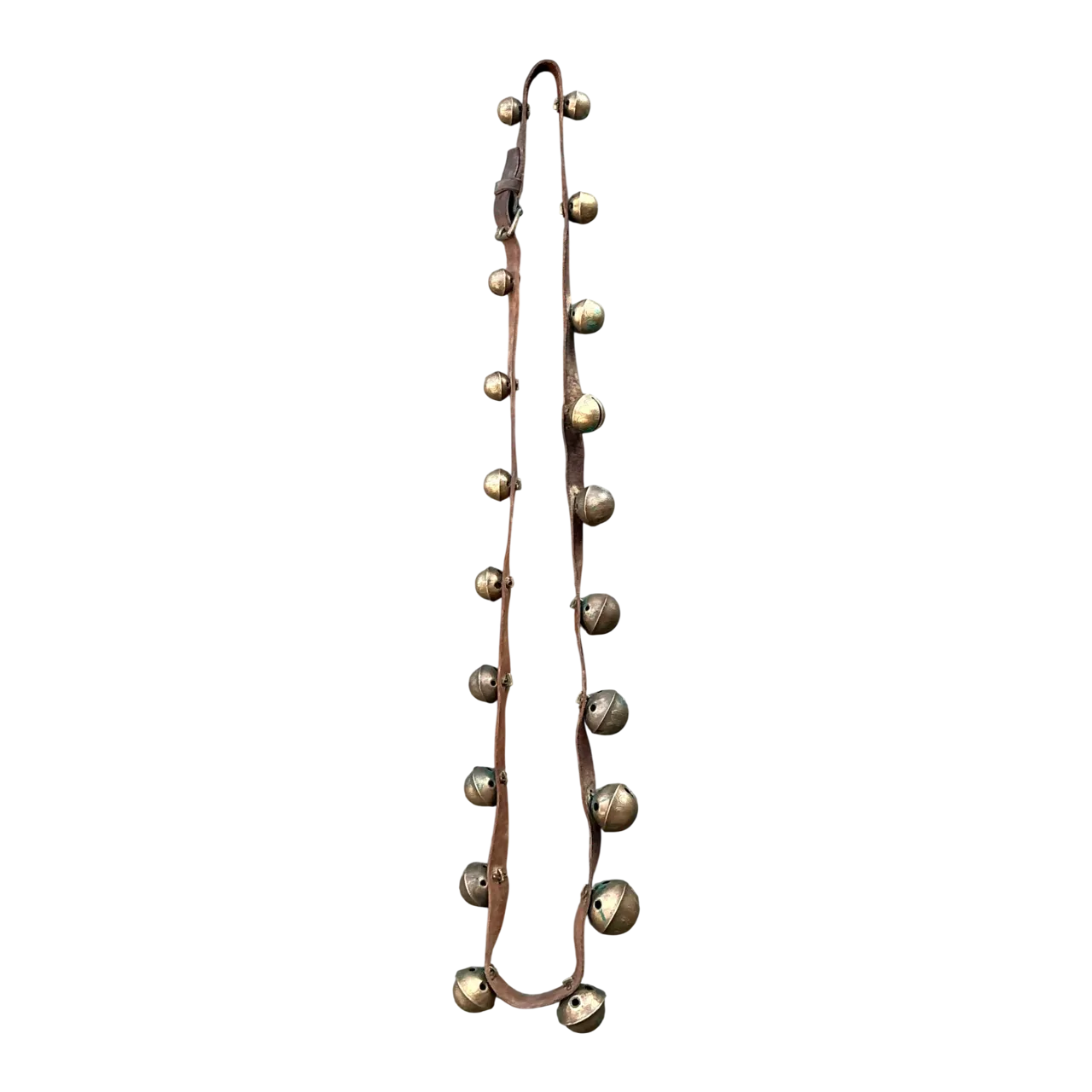 Vintage Brass Sleigh Bells on Leather Strap