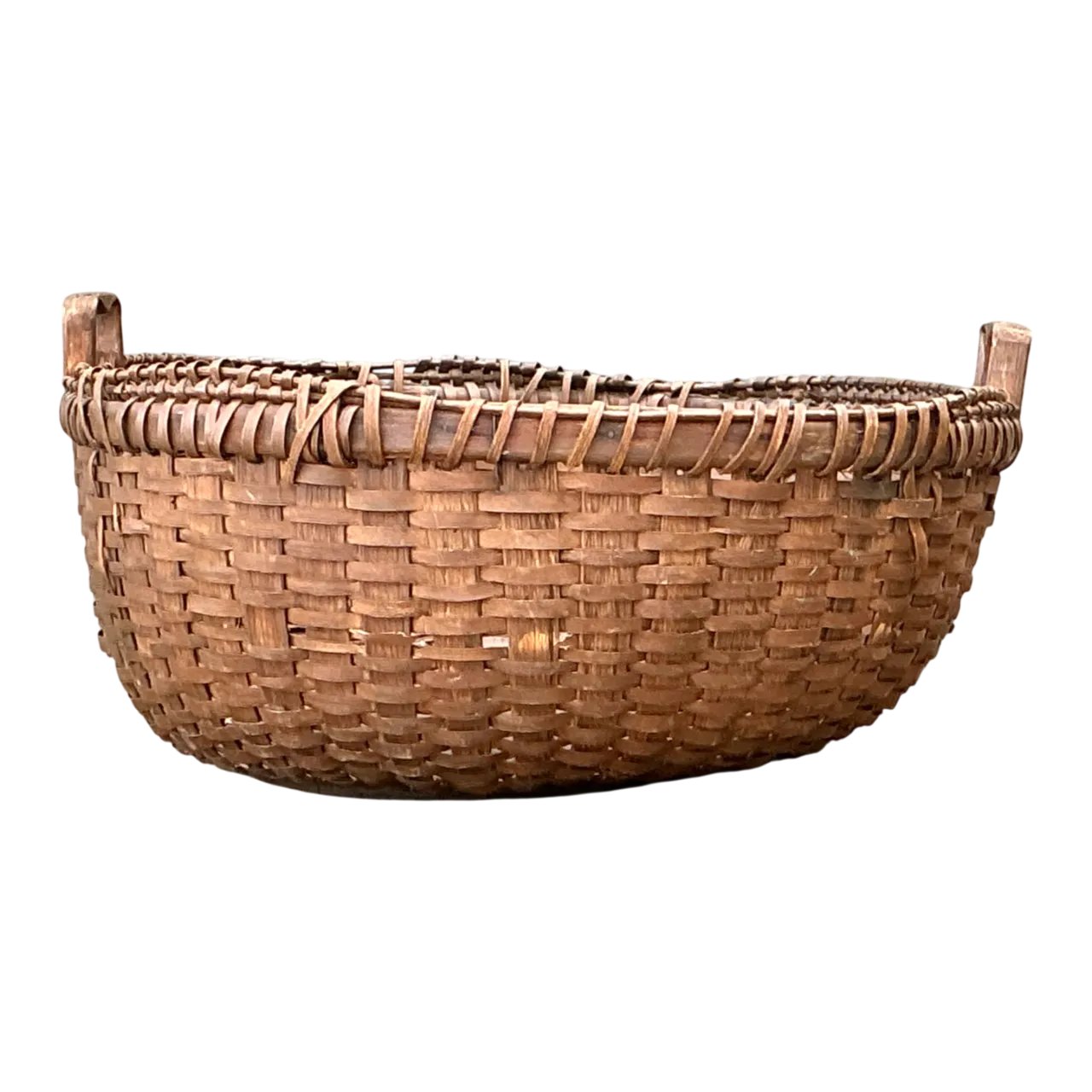 Vintage Woven Rattan Shaker Basket with Handles
