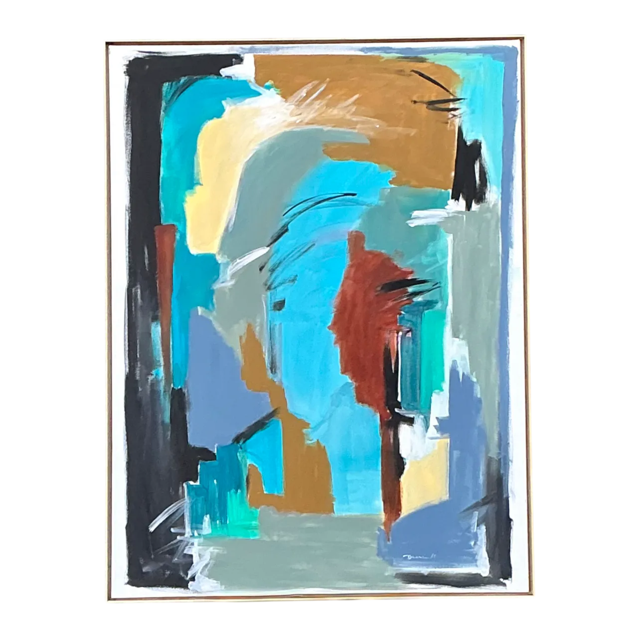 Vintage Original Abstract Oil On Canvas