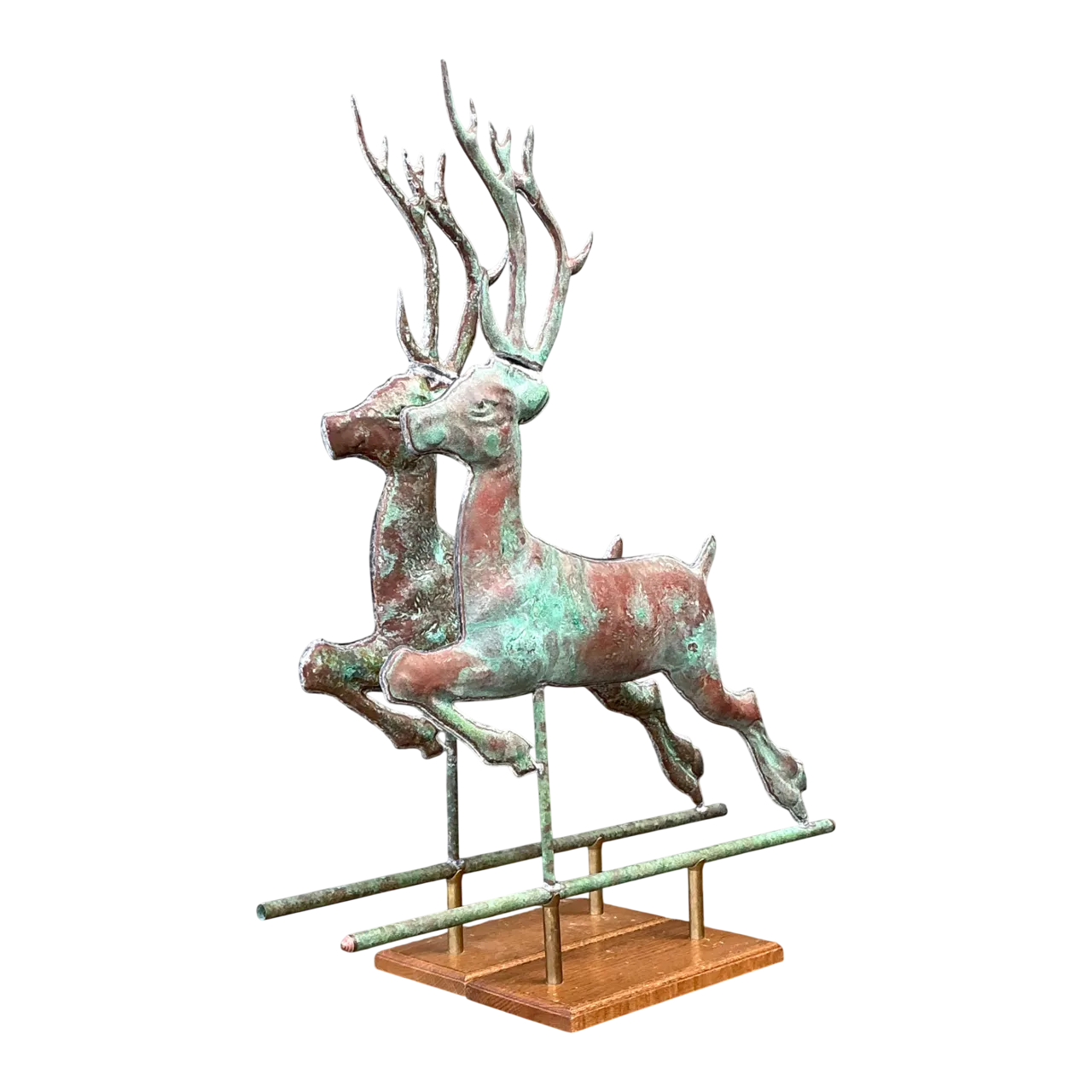 Vintage Leaping Deer Copper Weathervanes - A Pair