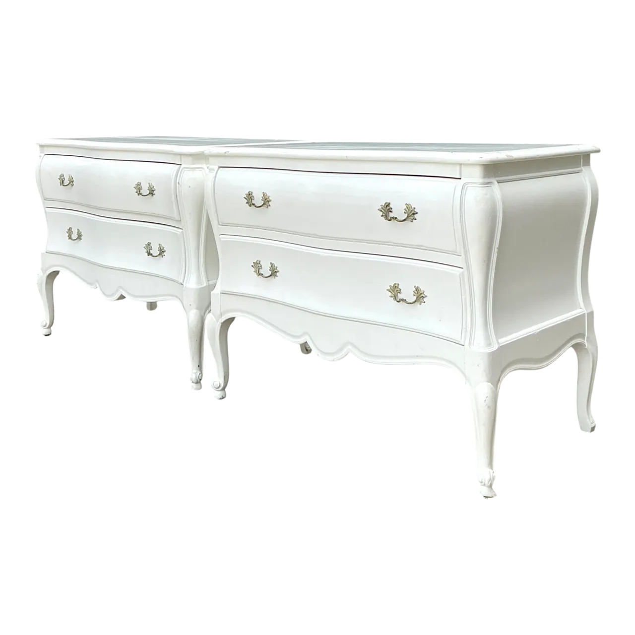 Vintage White French Provincial Nightstands - Pair