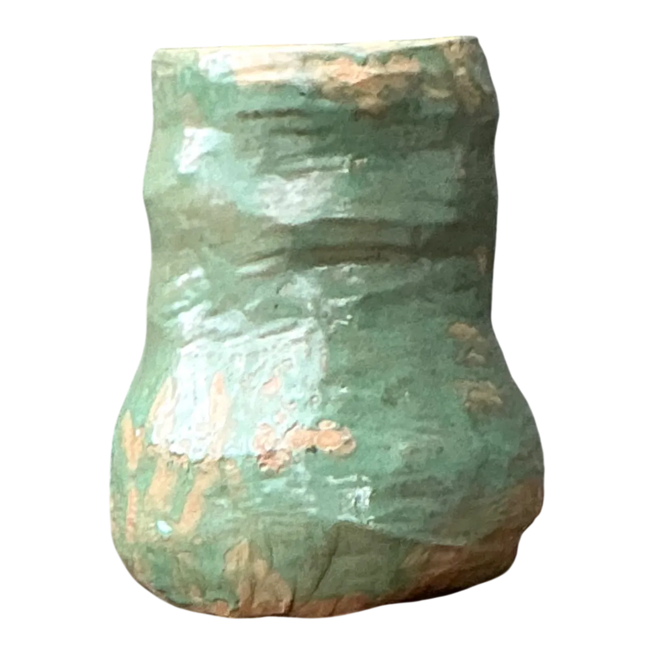 Vintage Green Glazed Ceramic Vase