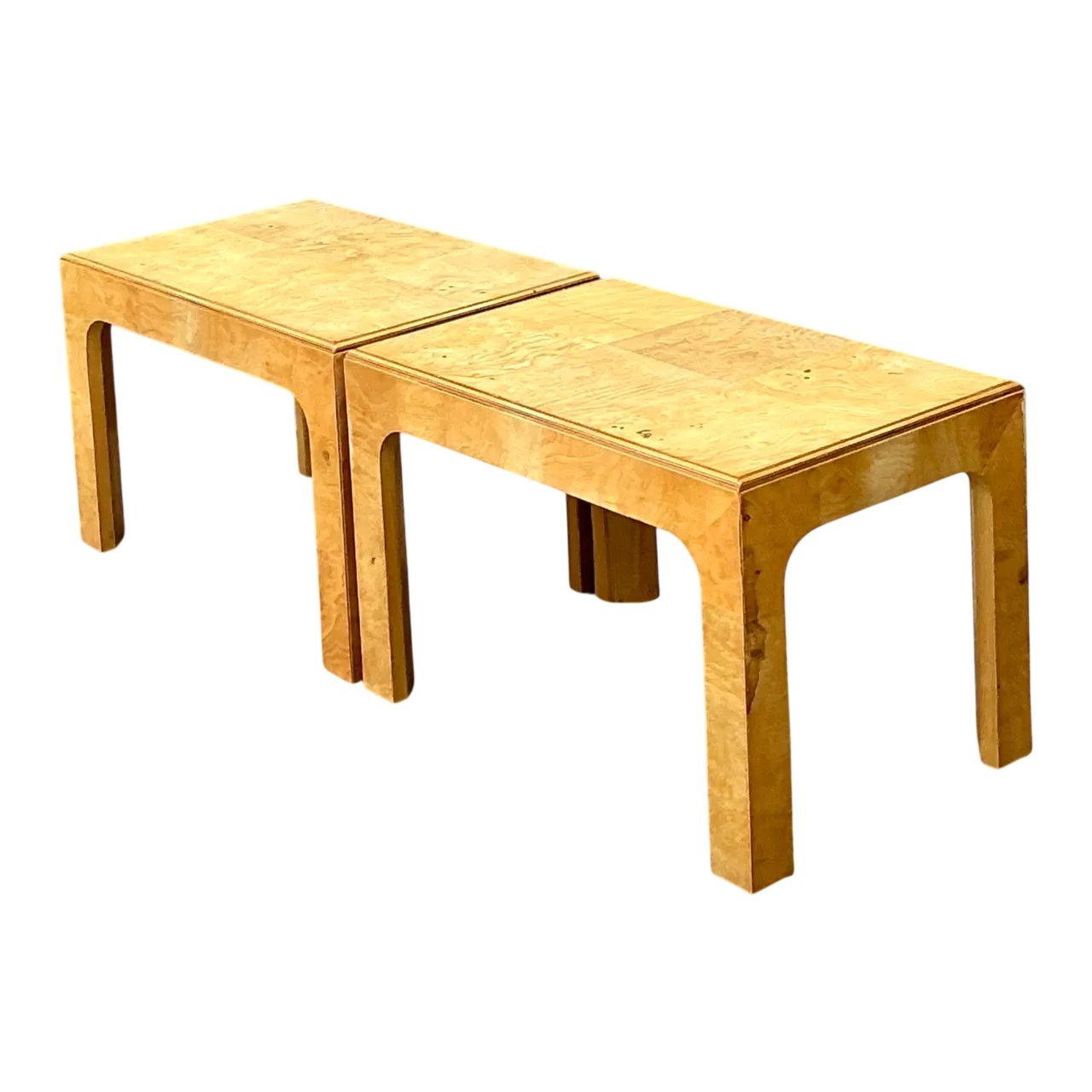 Vintage Burl Wood Side Tables - Pair