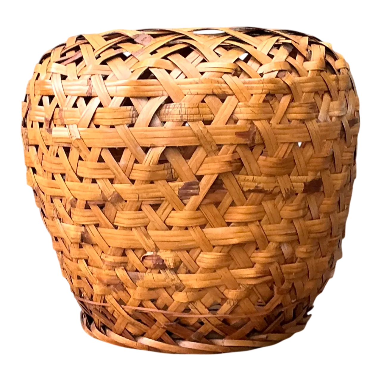 Vintage Woven Rattan Floor Basket