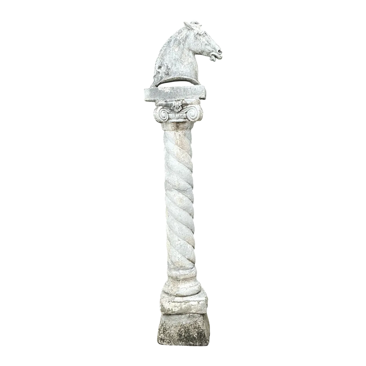 Vintage Stone Horse Sculpture on Column