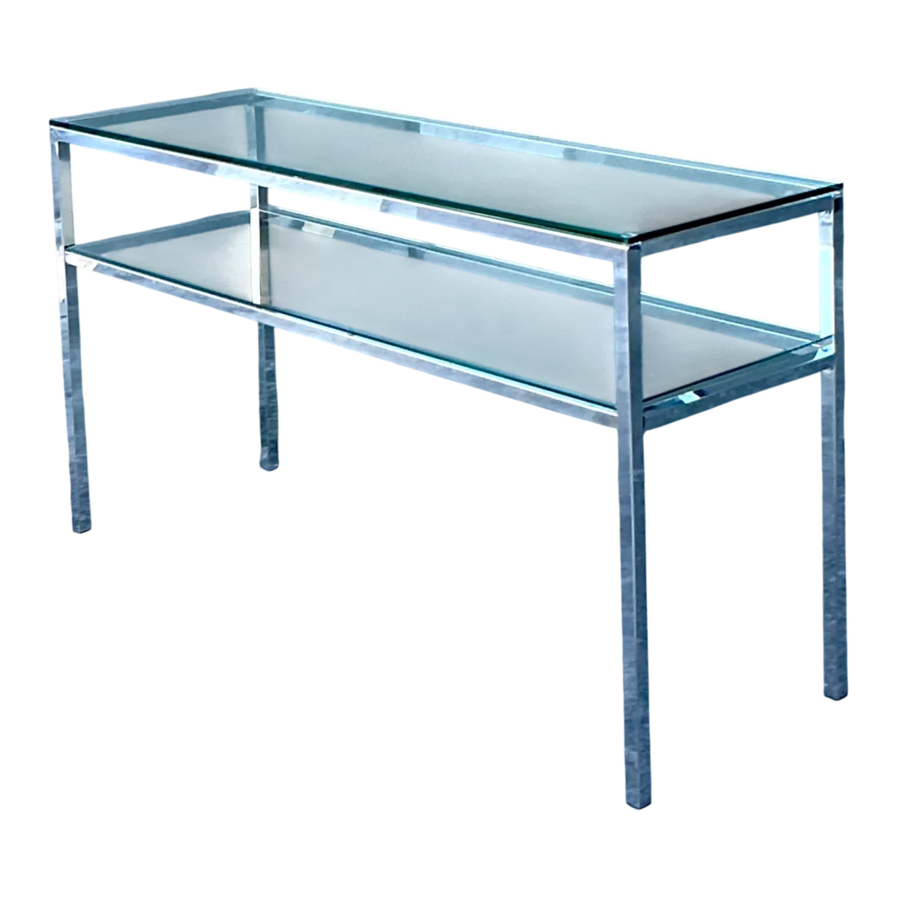 Vintage Chrome and Glass Console Table