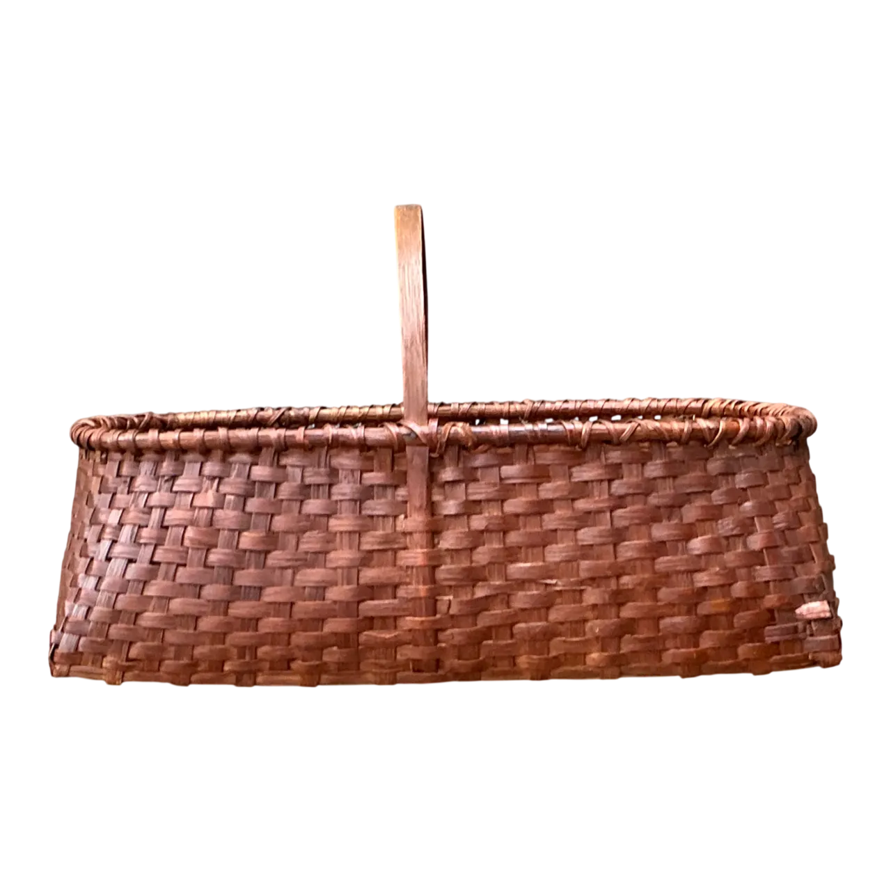 Vintage Woven Rattan Shaker Basket with Handle