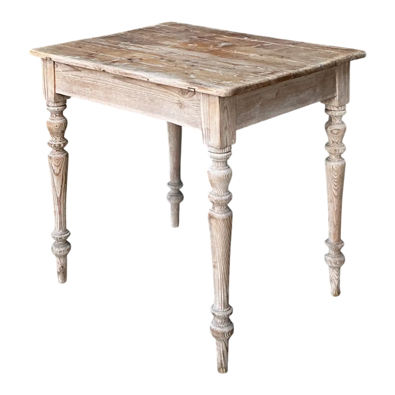 Vintage Primitive Turned Leg Wooden Table