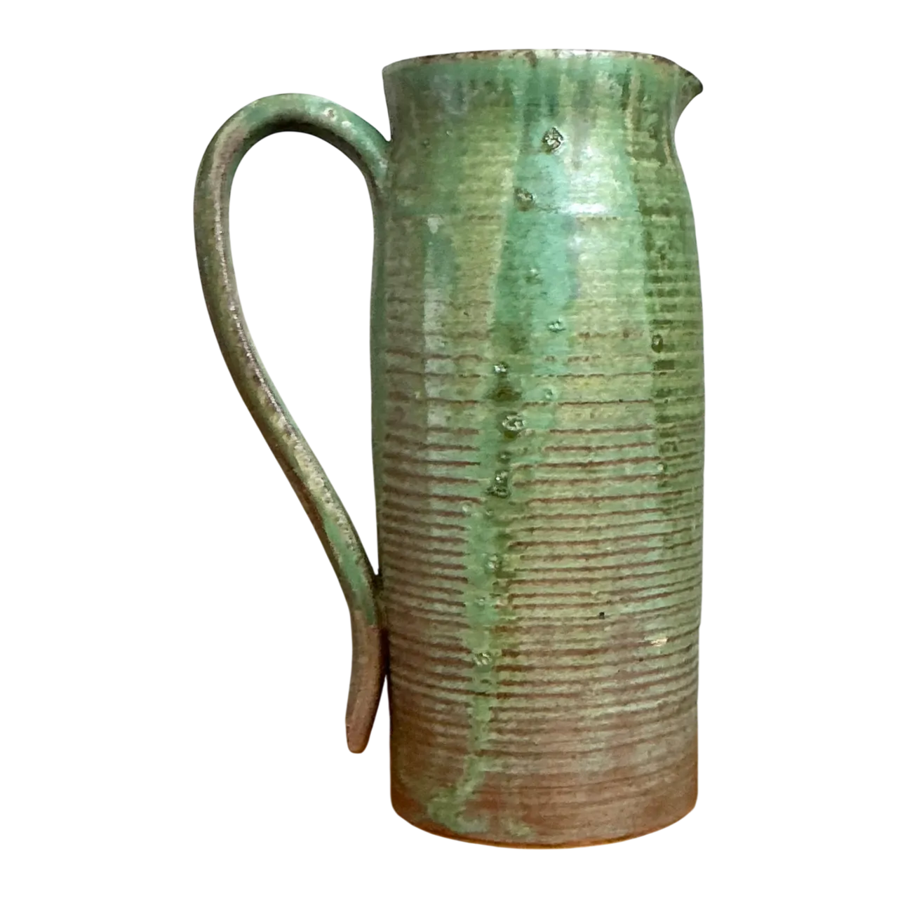 Vintage Handcrafted Green Studio Pottery Jug