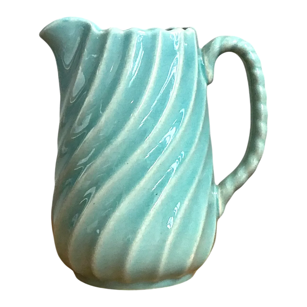 Vintage Aqua Swirl Ceramic Pitcher