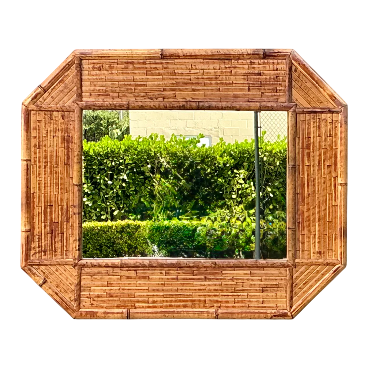 Vintage Bamboo Octagonal Wall Mirror