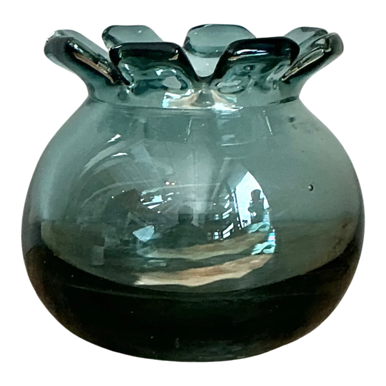 Vintage Handcrafted Green Glass Vessel