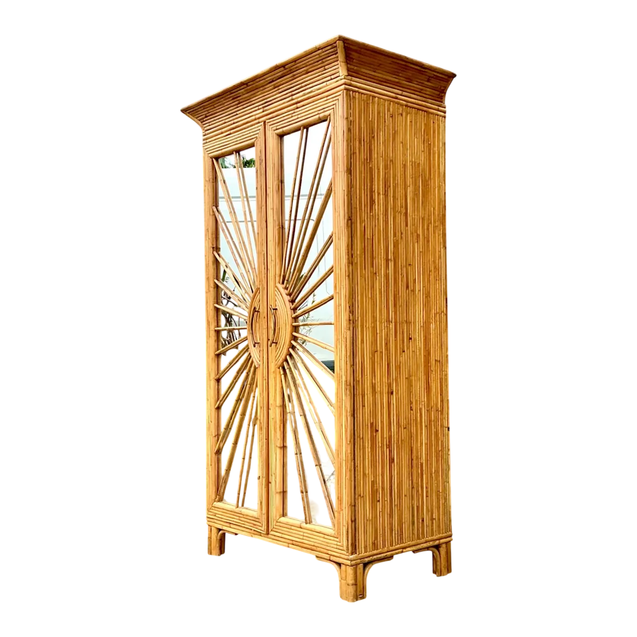 Vintage Rattan Sunburst Cabinet