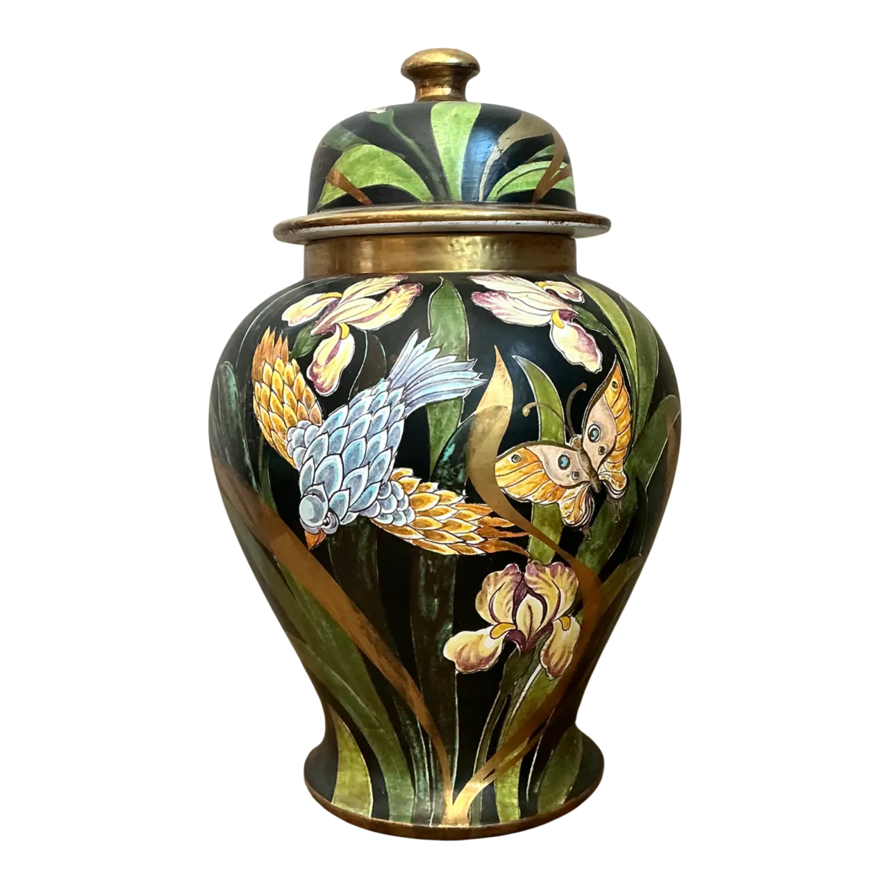 Vintage Hand-Painted Lidded Ceramic Jar