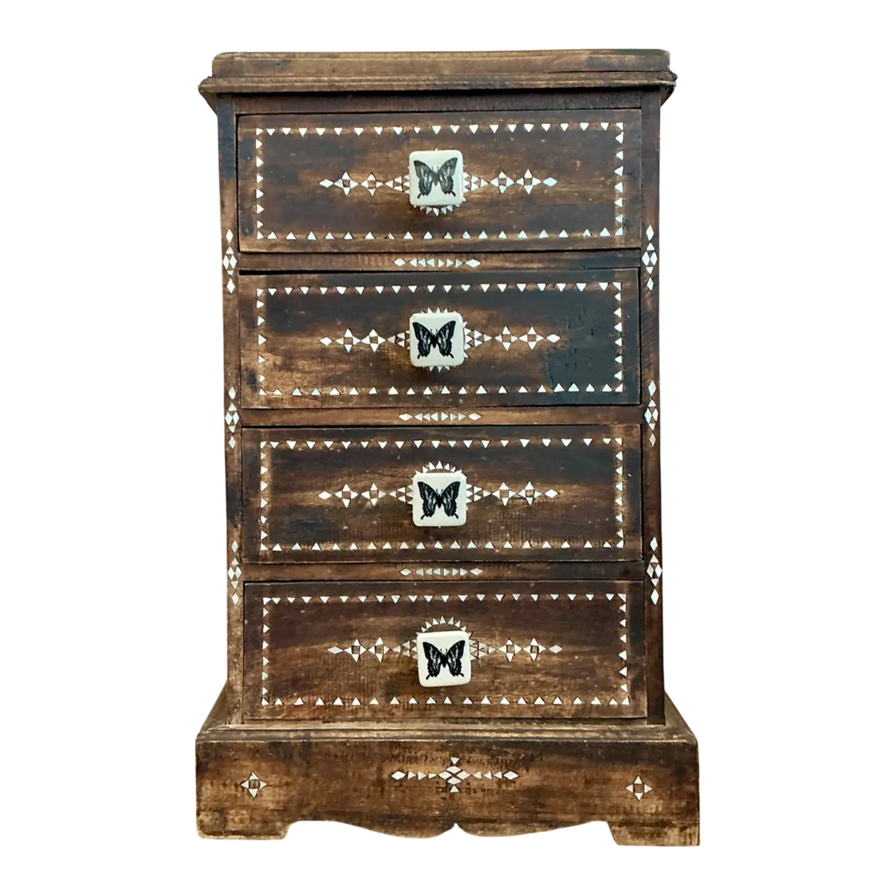 Vintage Petite Inlaid Wood Butterfly Chest