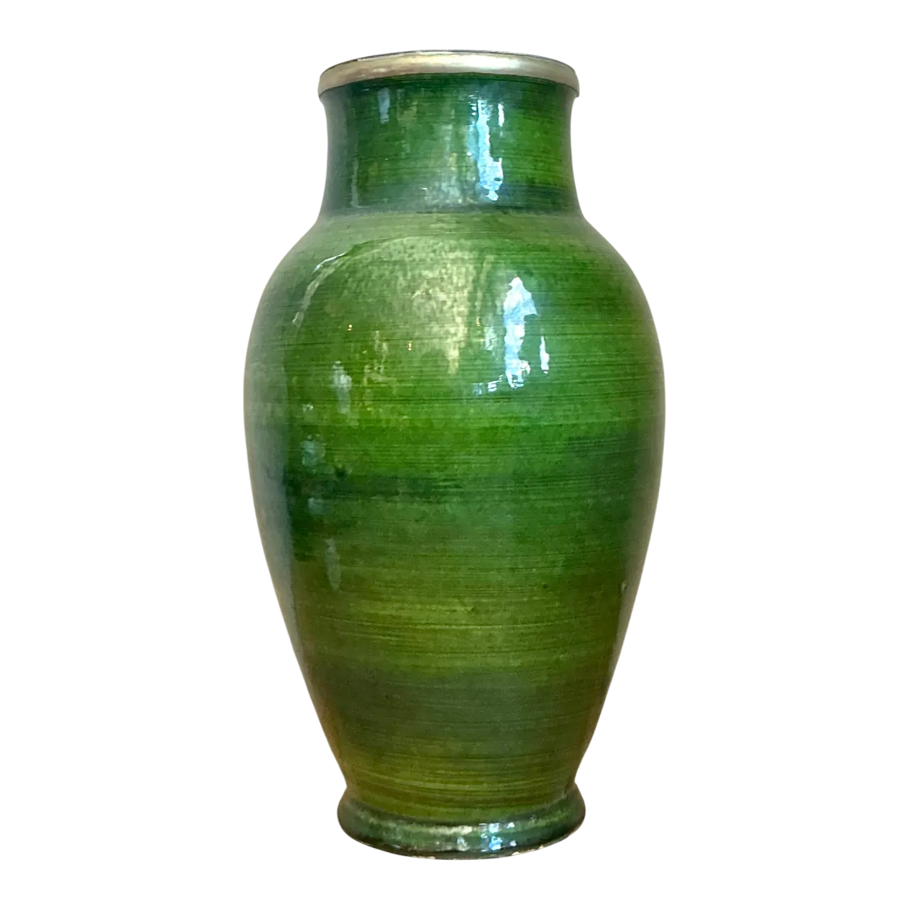 Vintage Green Glazed Ceramic Vase