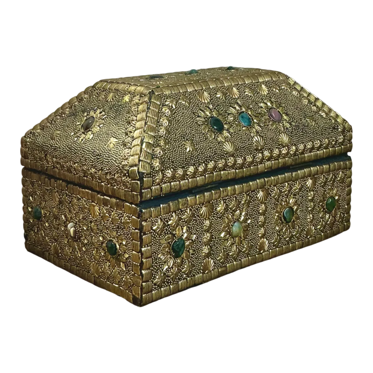 Vintage Embellished Brass Treasure Chest Box