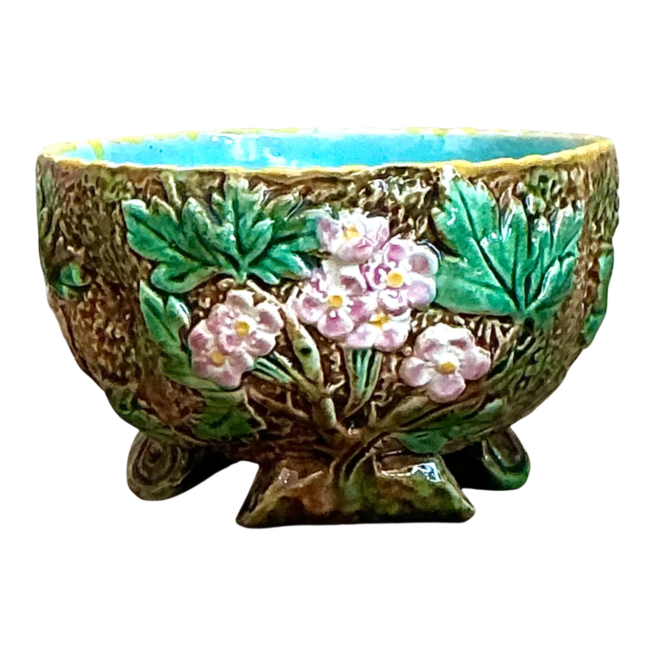 Vintage George Jones Majolica Ceramic Blossom Bowl