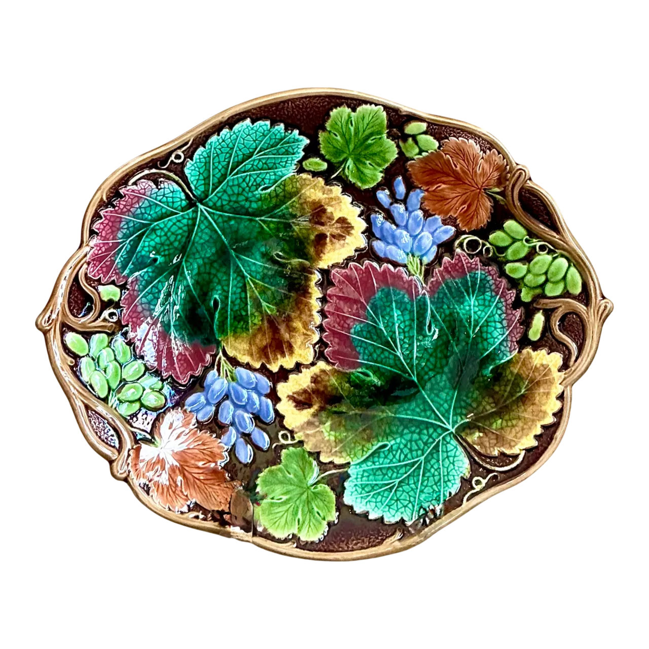 George Jones Majolica Leaf and Grape Platter