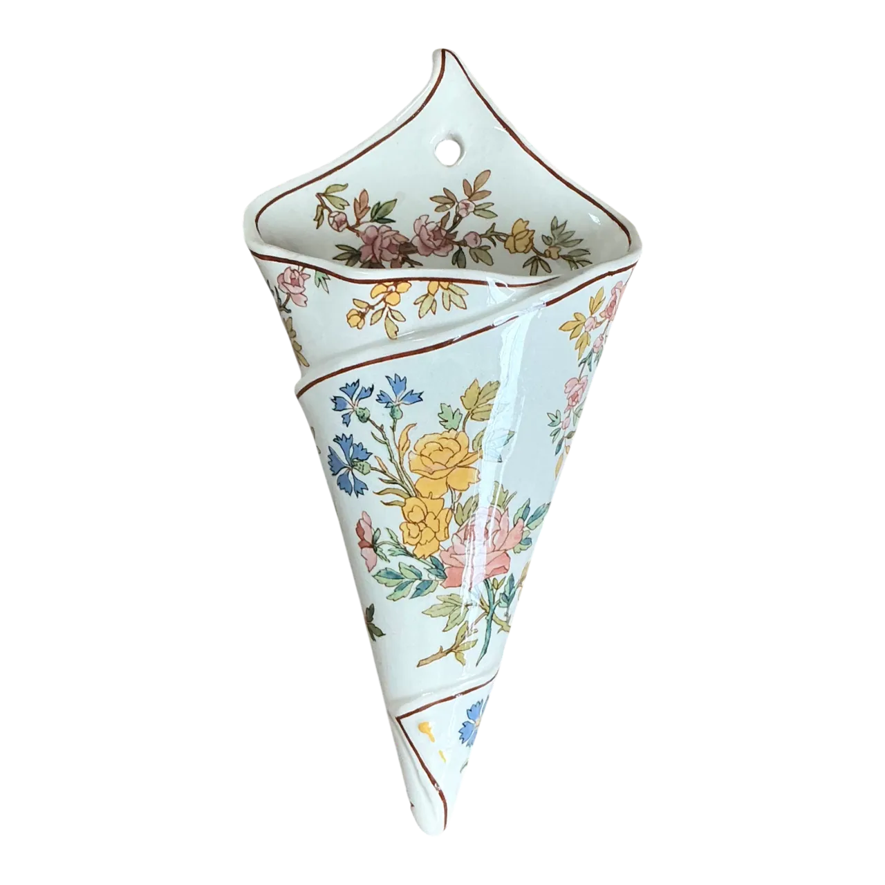 Vintage Sarreguemines Floral Wall Pocket