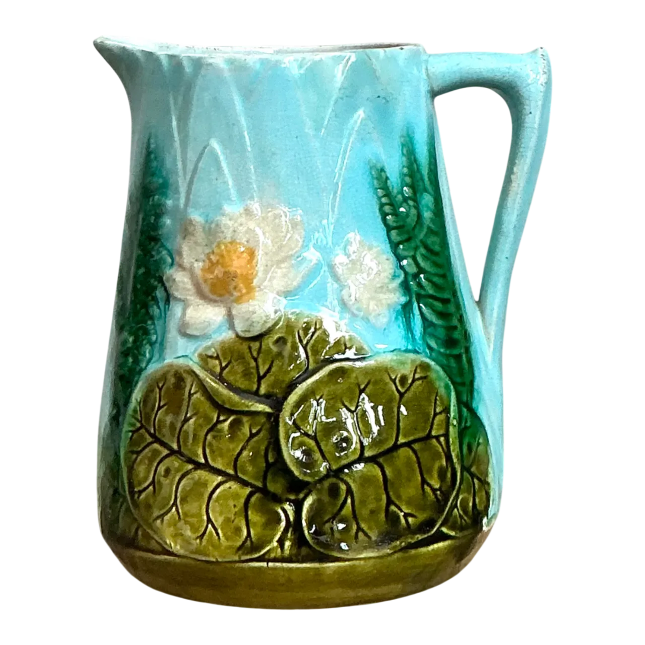 Vintage Majolica Water Lily Pitcher