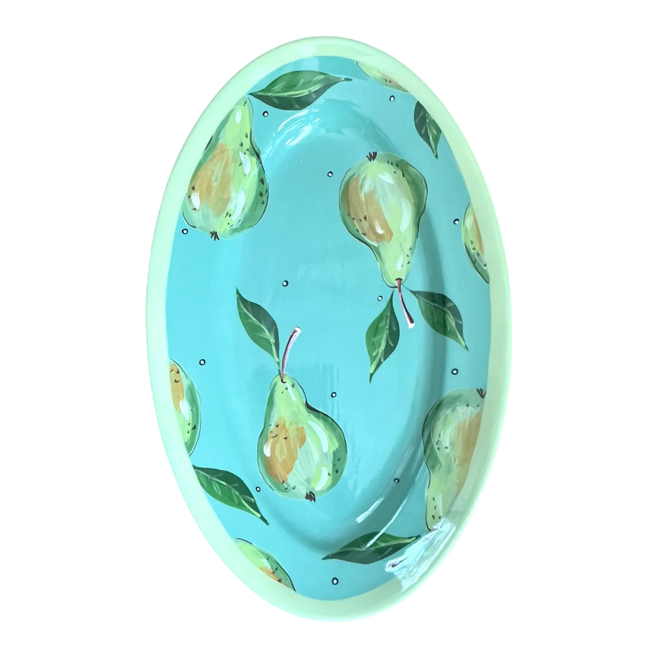 Vintage Hand-Painted Pear Ceramic Platter