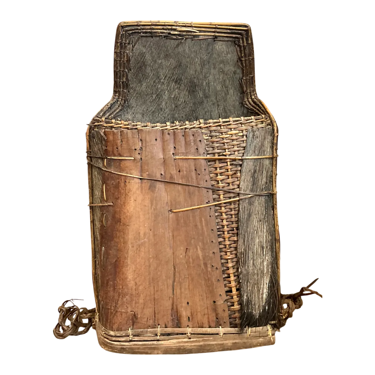 Vintage Woven Wood and Fiber Backpack